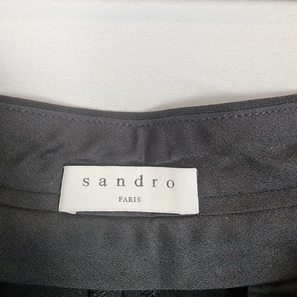Sandro Paris Aurores Studded Black Cropped Stretch Pants Women's Size 38‎ - Picture 6 of 8